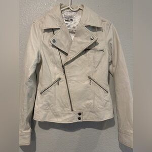 Women's Cream Leather Jacket